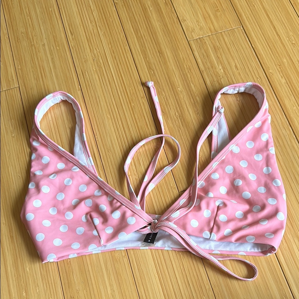 Pink Polka Dot Bikini Top